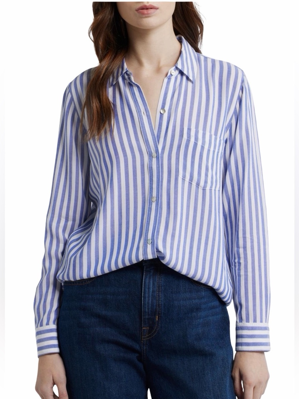 Rails Wren Shirt Size XL Blue White Stripe Button Down Classic Long Sleeve